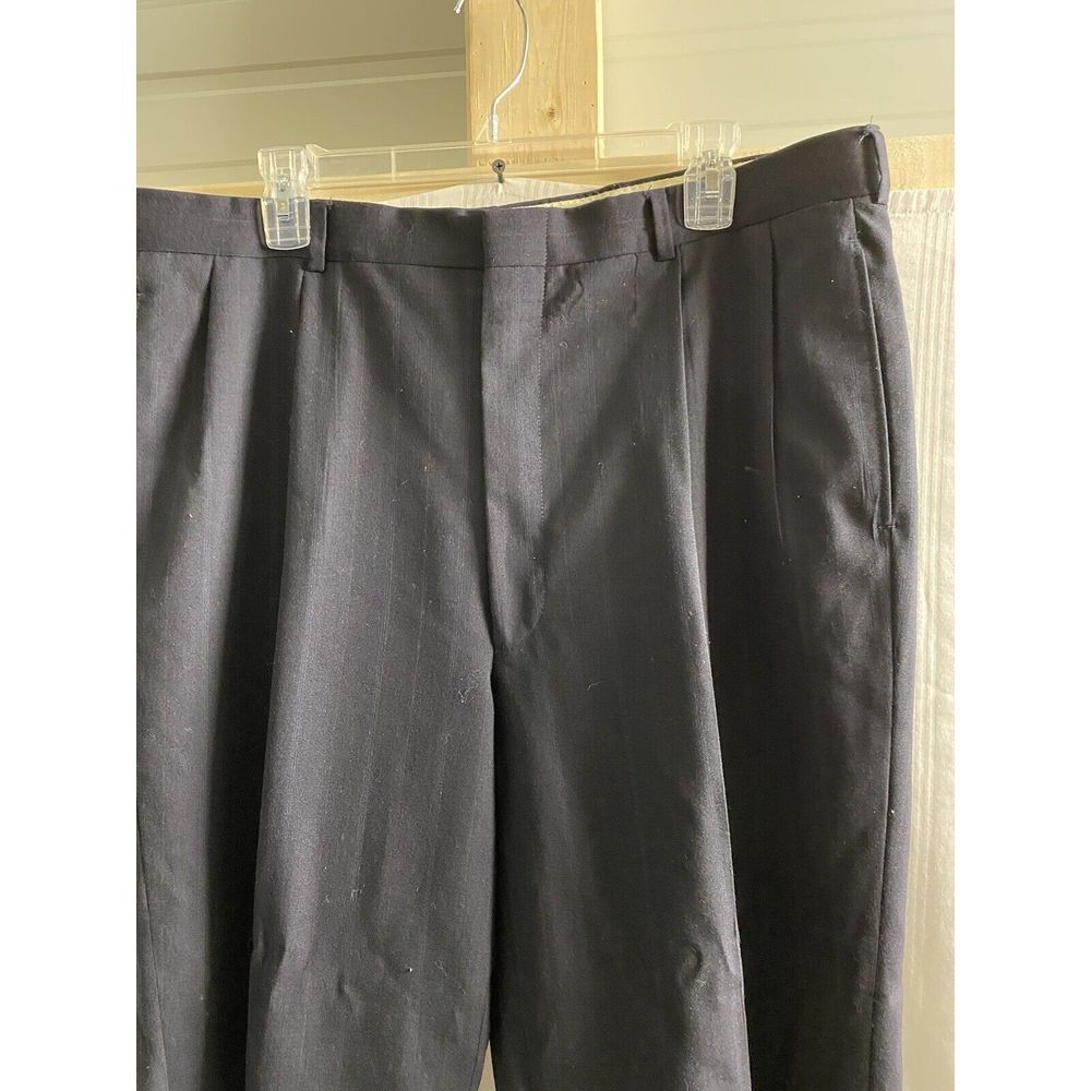 Vintage Cricketeer 2 Piece Suit Black Striped 46R Pants 37x29 Wool USA - Picture 13 of 16